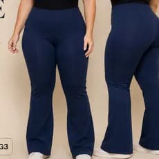Calça Legging Flare Plus Size em Flanela com Pernas Boca de Sino, Calça Bailarina Grossa, Sem Transparência, Cintura Alt