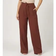 Calça Pantalona Feminina Cintura Alta Alfaiataria Com Bolso Tendência Verão 2026