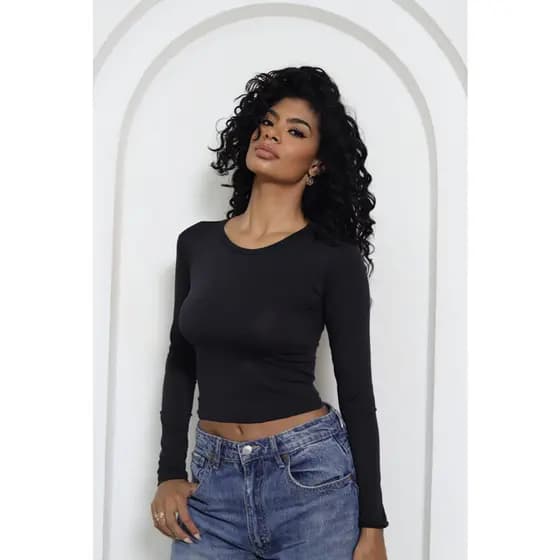 Blusa Feminina de Manga Longa - Meia Estação de Compressão Colada - Blusinha Manga Comprida - Varias Cores