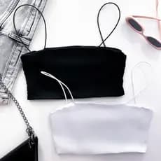 Kit 2 Top Feminino Alcinha De Elástico Liso Suplex Básico Moda