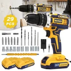 【110V/220V】Parafusadeira e Furadeira de 2 Baterias 26v Com Maleta