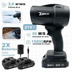 Soprador Brush 21V com 2 Baterias 1300mAh Alta Velocidade 15800rpm Jardim