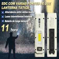 Lanterna Tática EDC Recarregável YM-M28 880 Lumens COB UV Vermelha USB-C