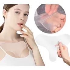 Kit 2 Adesivos Anti Rugas Adesivo Reutilizável Para Decote Colo Silicone Estimulador de Colágeno