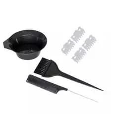 Kit Pintura de Cabelo Preto 7 Peças Pincel Pente Tigela Prendedores