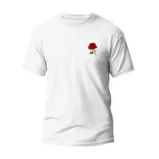 Camiseta Masculino Flor Vermelha 100% Algodão