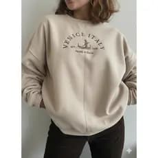 Moletom Feminino Venice Italy Gola Careca Algodão Premium Estilo Blogueira Aesthetic