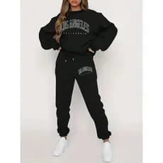 Conjunto Moletom Feminino Los Angeles Estilo Gringa Calça Jogger e Blusa de Frio Agasalho Inverno