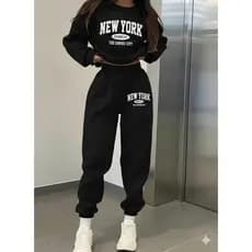 Conjunto Moletom Feminino New York Calça Jogger e Blusa de Frio Inverno Blogueira Confortável Casual