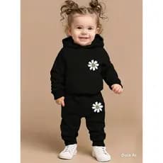 Conjunto Moletom Infantil Feminino Com Capuz Margarida Calça e Blusa Roupa de Frio Menina Quentinho