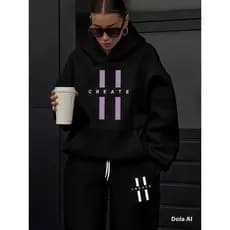 Conjunto Moletom Create Streetwear Gringa Aesthetic Calça Jogger + Hoodie Oversized Premium Inverno