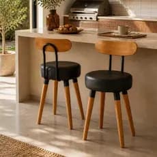 Kit Banqueta Baixa Encosto Pé Palito Cozinhas Ilhas Bancadas Cadeira Jantar Resistente Area Gourmet
