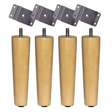 Kit 4 Pés Palito em Madeira 15 cm de Eucalipto para Racks e Estantes Moveis Armarios PoltronA