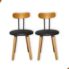 Kit 2 Cadeira De Jantar Pé Palito Madeira Eucalipto Estofada Encosto Madeira Resistente Maderevest