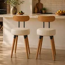 Kit Banqueta Baixa Cadeira Jantar Encosto Ergonomico Cozinha Premium Corissimo Moderna Industrial