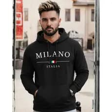 Blusa Moletom Canguru Cordao Capuz Italia Milano Milan