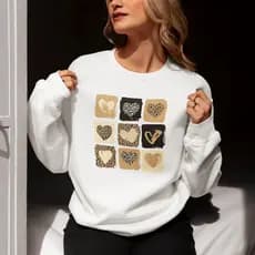 Moletom Feminino Suéter Moletim Blusa Frio Flanelado Quentinho Onça Coração Estampado
