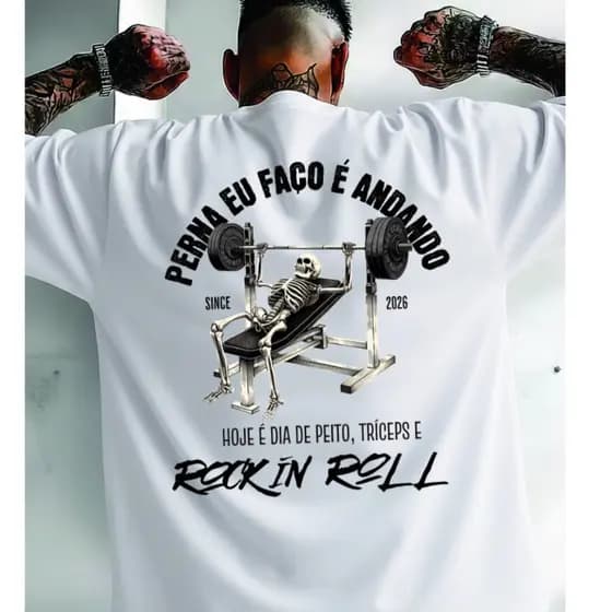 Camiseta Camisa Tshirt 100% Algodão Gym Treino Academia Musculação Fitness Masculina MAROMBA ROCK