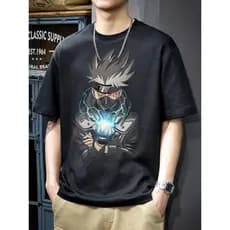 CAMISETA CAMISA MASCULINA 100% ALGODÃO T SHIRT TRADICIONAL MANGA CURTA STREET KAKASHI NARUTO ANIME