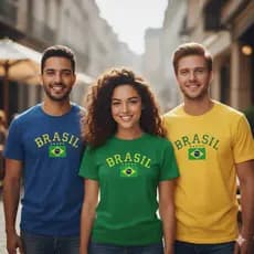 Camisa do Brasil Unisex Seleção Brasileira 100%  Algodão  Premium Copa do  Mundo Hexa Estampa Brasil