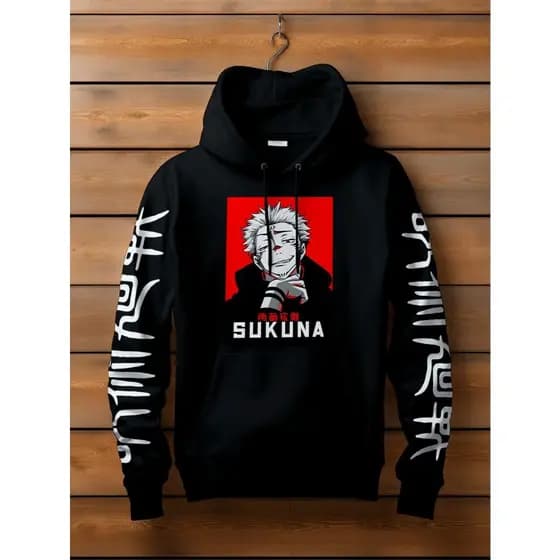 BLUSA DE FRIO MOLETOM CANGURU UNISSEX STREETWEAR Jujutsu Kai Anime Sukuna