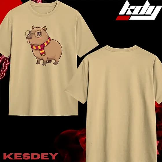 Camiseta Streetwear Masculina Feminina camisa 100% Algodão Estampada CAPIVARA CACHECOL HOGWARTS