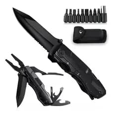 Canivete Tatico Multifuncional Pesca Campismo Faca Aços 19cm