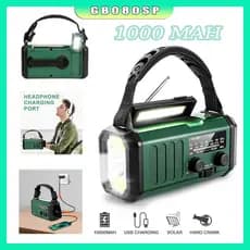 10000mAh Multifuncional Rádio De Emergência Solar, Rádio De Manivela, Rádio AM/FM Tempo,, Carregamento Tipo C