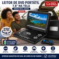 Leitor De Dvd Portátil 7.8/9.8 Na Tela Rádio Fm E Jogos Novo