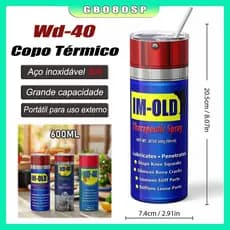 Copo Térmico Wd-40 À Prova De Vazamentos Em Aço Copo Criativo de 600ml Copo Térmico de Aço Inoxidável 304