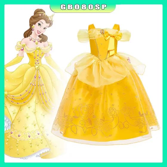 Meninas Vestido Fantasia Princesa Infantil Bela E A Fera Frozen Traje De Halloween Para Festa Infantil Roupas Encantador