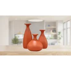 Trio de Vaso Porto Garrafa De Cerâmica Decorativa Casa Sala Decoração