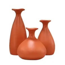Vaso para Decoração Sala Casa Arranjos Plantas Artificiais 3peças Terracota