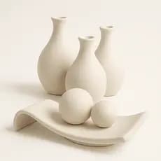 Kit Vaso Bojuda Mais Rampa Decorativa Planta Artificial Decoração Casa Sala 4 Peças