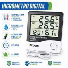 Termo Higrômetro Digital Medidor De Temperatura Umidade Ar Relógio