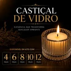 Kit 4/6/8/10/12 Castiçal de Vidro Premium Canelado Porta Velas Redondo Elegante Decoração Mesa Posta Romântica De Luxo