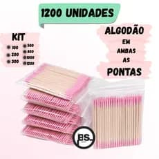 Palitos Com Algodão Nas Duas Pontas Limpeza Unhas Alinhamento Henna Sobrancelha Micropigmentação  KIT de 100 a 1200