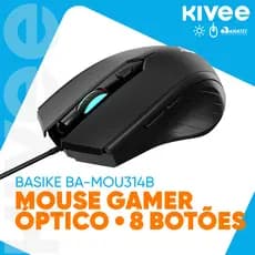 KIVEE Mouse Gamer MOU314 RGB DPI ajustável em 4 níveis plug and play