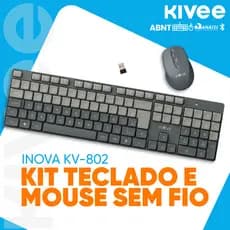 Kivee Kit Teclado Mouse Bluetooth Ultrafino Silencioso Sem Fio  ABNT2 Compatível Windows Android iOS