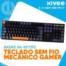 Kivee Teclado Gamer Mecânico KEY392 ABNT2 Vermelho Switch Alumínio Eletroforese Premium Multiplataforma