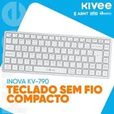 Kivee Teclado Bluetooth Sem Fio Ultra-Slim Recarregável Silencioso Plug and Play Compatível Android Windows Mac