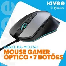 KIVEE Mouse Gamer RGB Fade 7 Botões Programáveis MOU341 Ergonômico 7200DPI Sensor Profissional