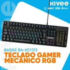Kivee Teclado Gamer com fio USB de 106 teclas KEY313 RGB Backlight com função anti-ghosting