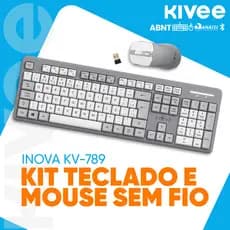 Kivee Conjunto Teclado e Mouse KV789 Sem Fio Baixa Latência Teclas Silenciosas Bateria Longa Duração