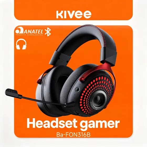KIVEE Headset Gamer RGB Sem Fio Wireless 2.4GHz Bluetooth 5.4 Wired USB -C Microfone Para PS5 PC e Celular