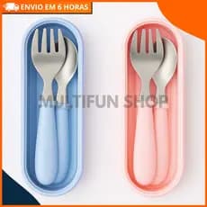 Estojo com Garfo e Colher para Bebê – Kit Alimentação Infantil Essencial Introdução Alimentar
