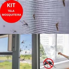 Kit Telas Mosquiteira GRANDE Janela Ajustável 1,80Mx1,50M Proteção Contra Insetos Dengue Mosquito