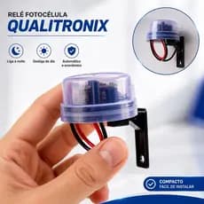 Relé Sensor Fotocélula Bivolt Qualitronix Com Suporte Acende e Apaga Automático Dia e Noite