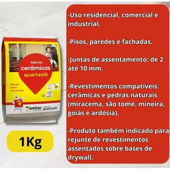Rejunte Para Cerâmicas Flexível 1kg Cor  Quartzolit