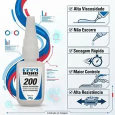 Cola Instantânea Tekbond 200 20g Alta Viscosidade Super Cola para Plástico Borracha Metal Madeira